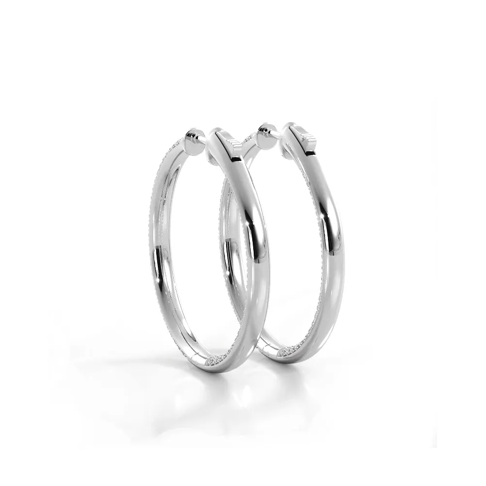 2.5 ctw. Triple Row Inside Out Pave Diamond Hoop Earrings Dome Style