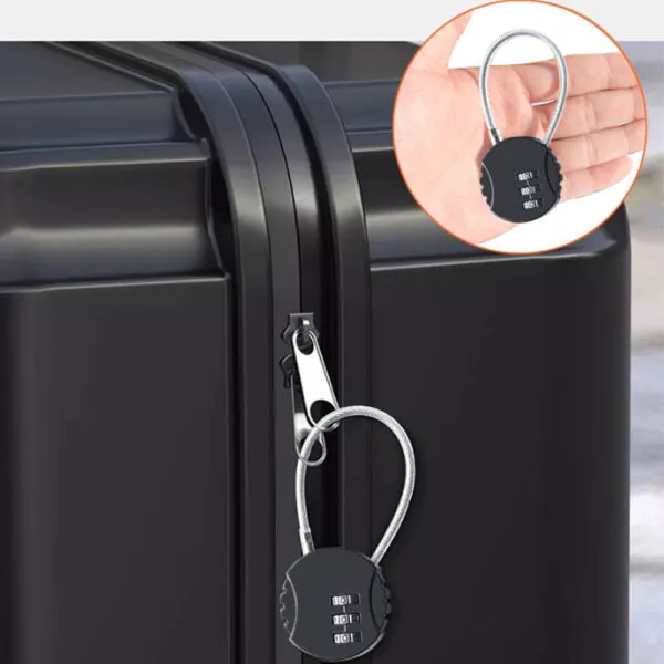 3-Digit Number Lock Combination With Zinc Alloy Steel Cable
