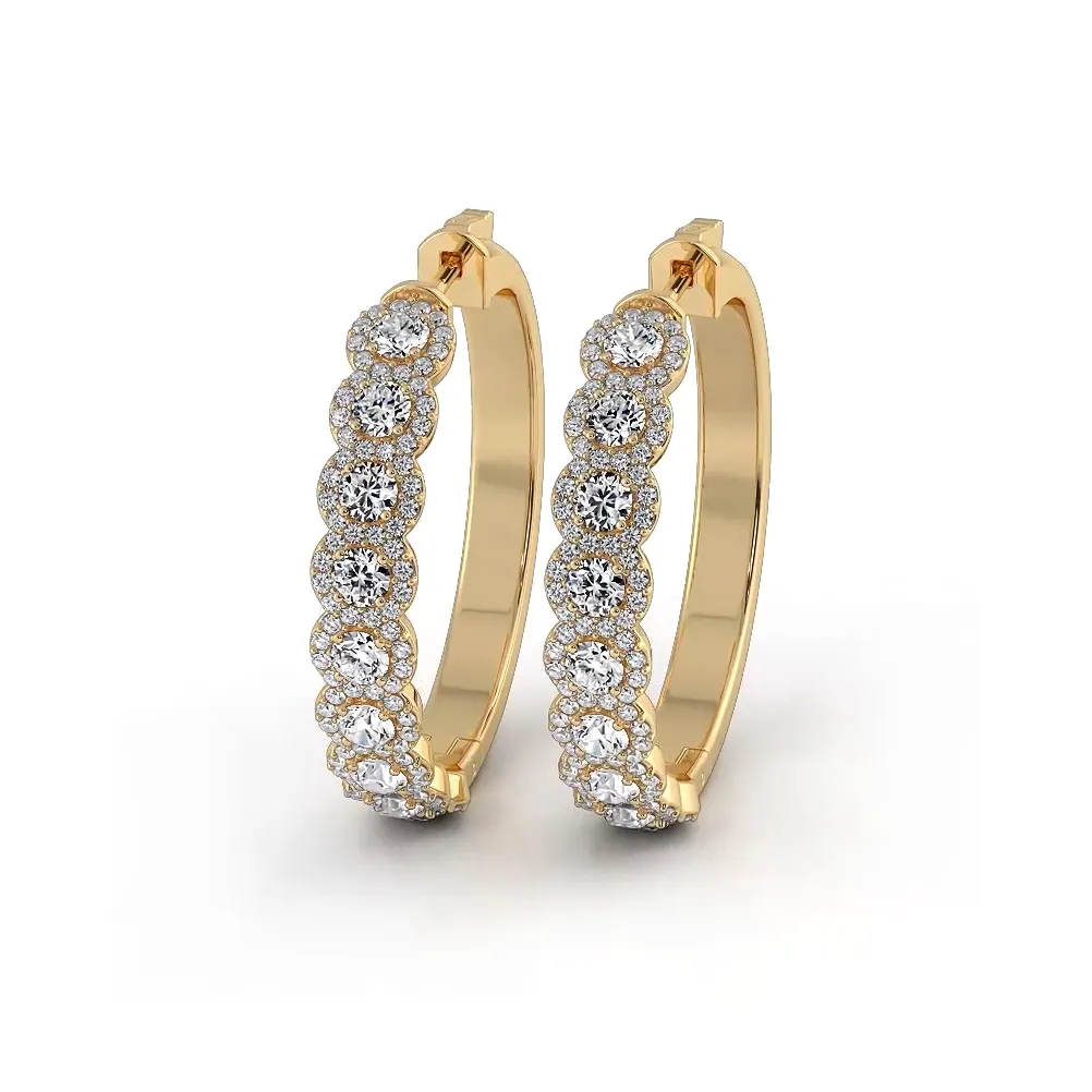 3.50 ctw. Halo Round Diamond Hoop Earrings