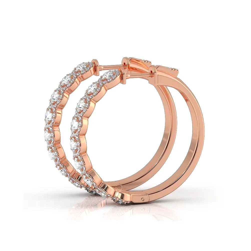 3.50 ctw. Halo Round Diamond Hoop Earrings