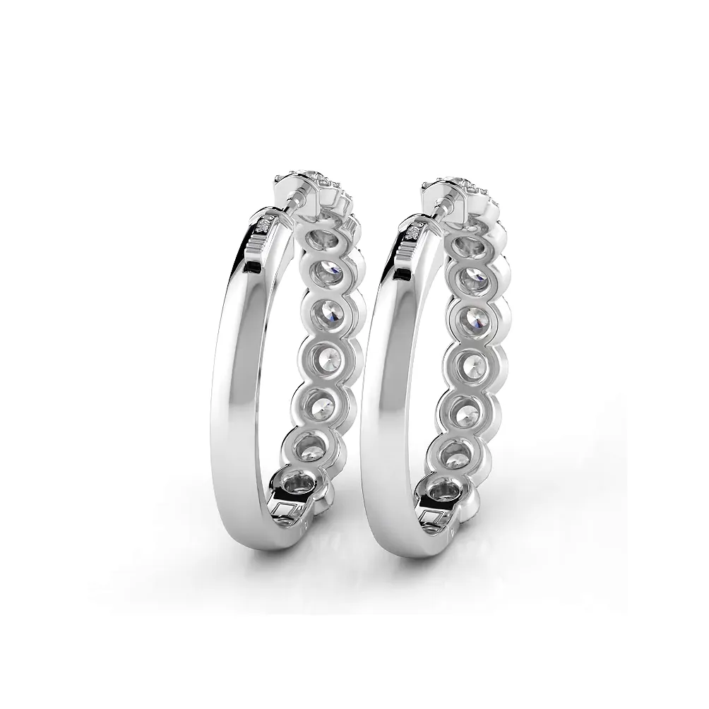 3.50 ctw. Halo Round Diamond Hoop Earrings