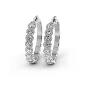 3.50 ctw. Halo Round Diamond Hoop Earrings