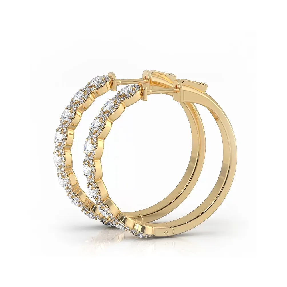 3.50 ctw. Halo Round Diamond Hoop Earrings