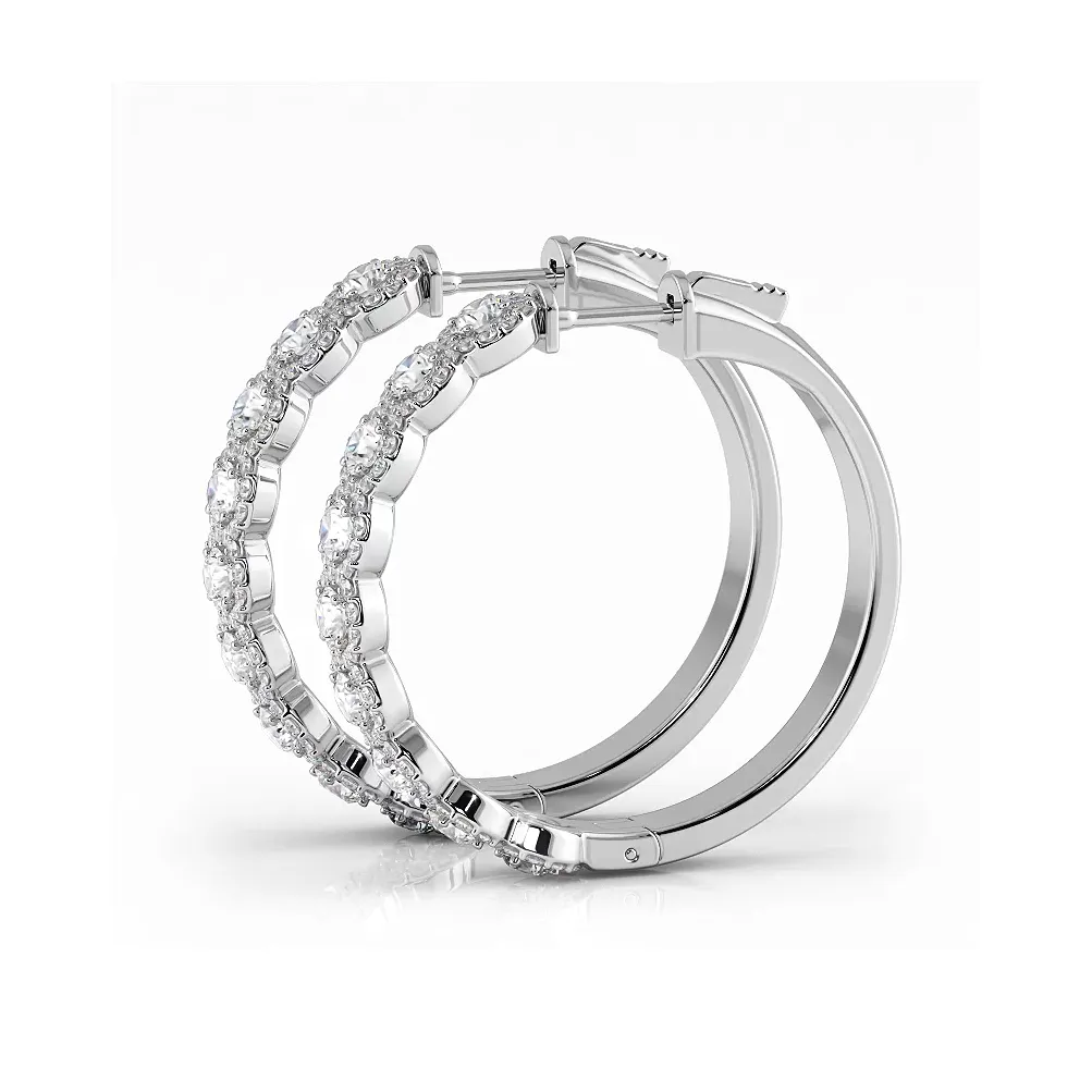 3.50 ctw. Halo Round Diamond Hoop Earrings