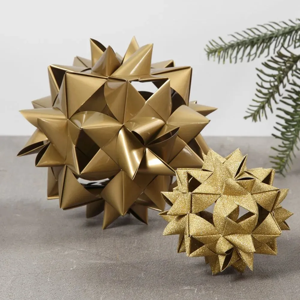 40 x Vivi Gade Gold With Glitter Lacquered Surface Paper Star Strips Crafts