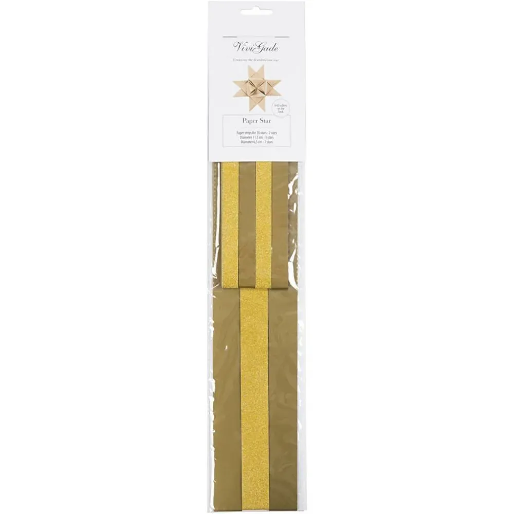 40 x Vivi Gade Gold With Glitter Lacquered Surface Paper Star Strips Crafts