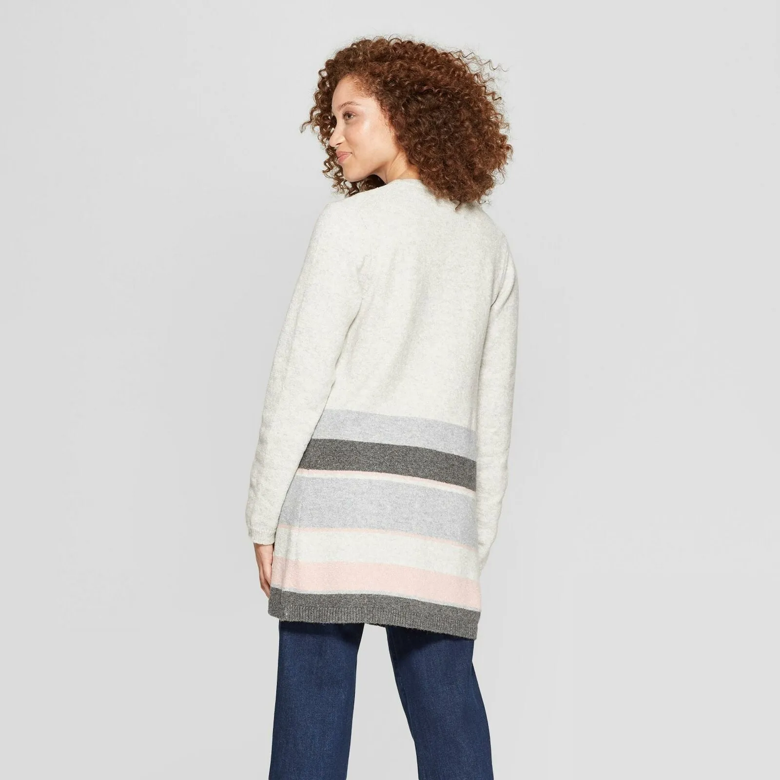 A New Day Women's Striped Long Sleeve Colorblock Open Cardigan
