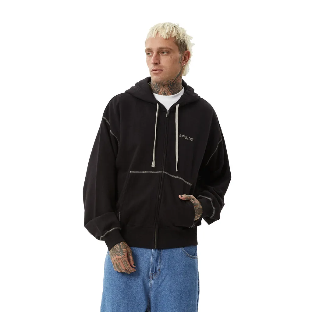 AFENDS BURNER ZIP HOOD - BLACK