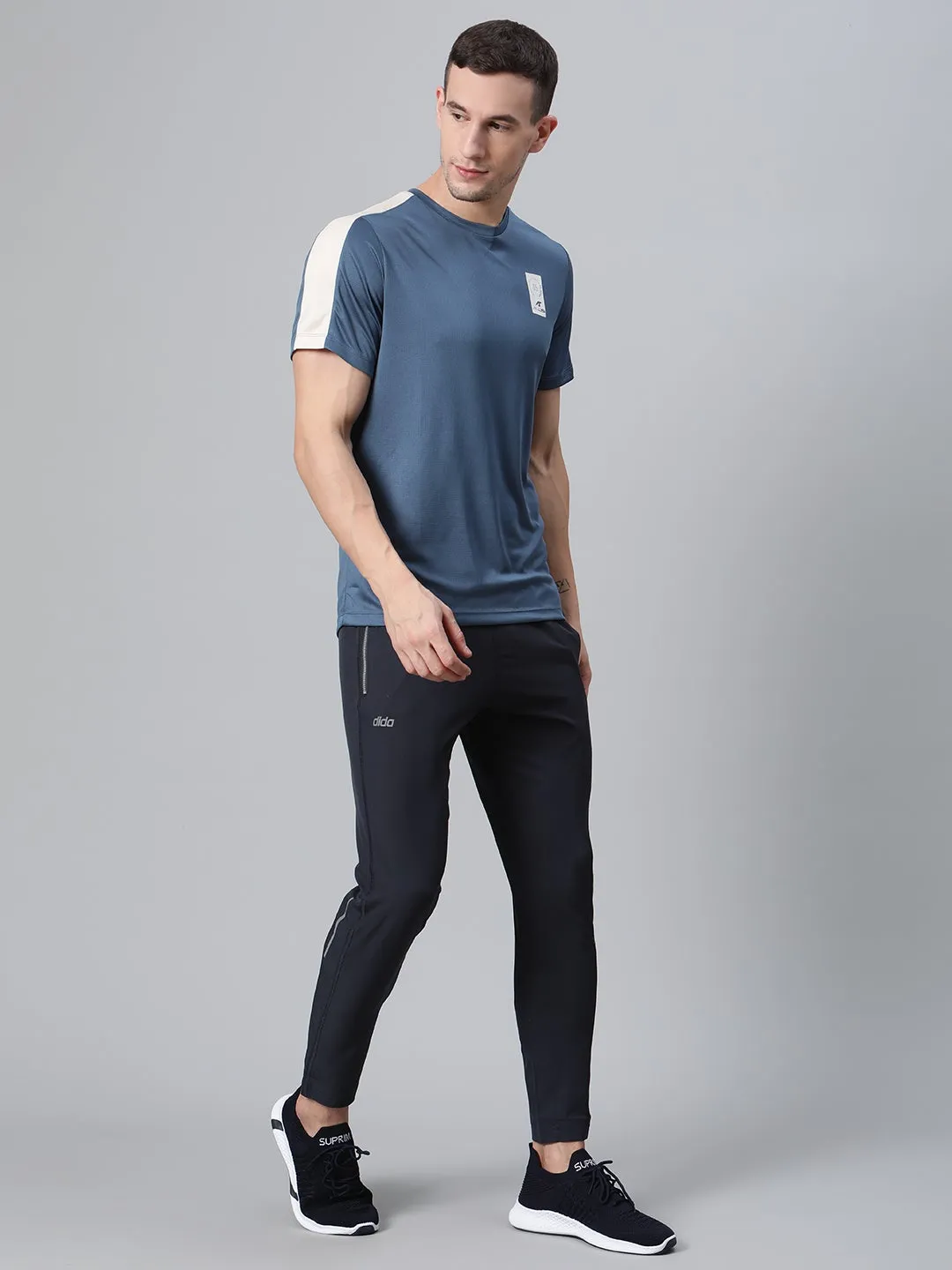 Alcis Men Color Block Blue Crew