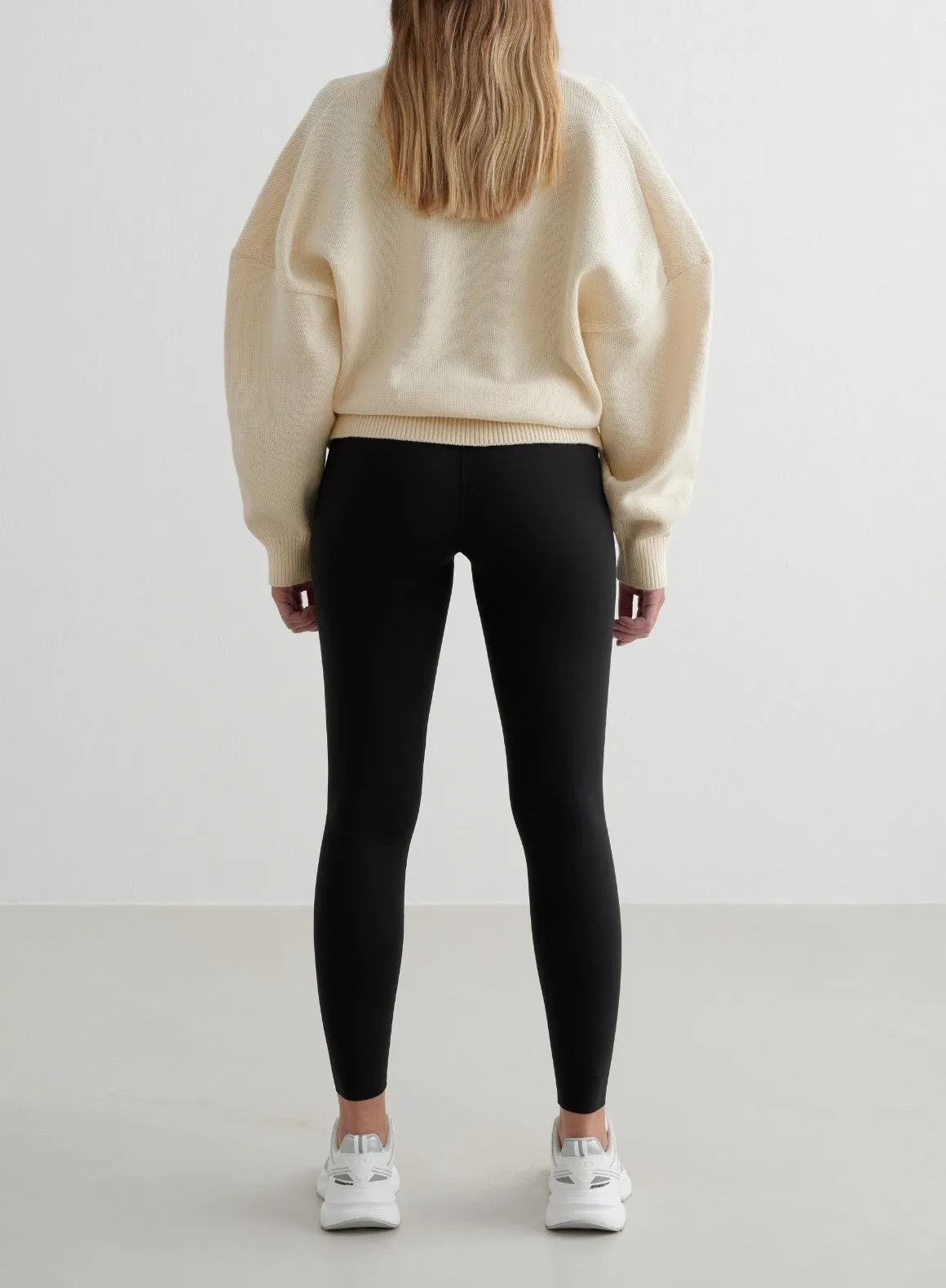 Almond White College Knitted Half Zip
