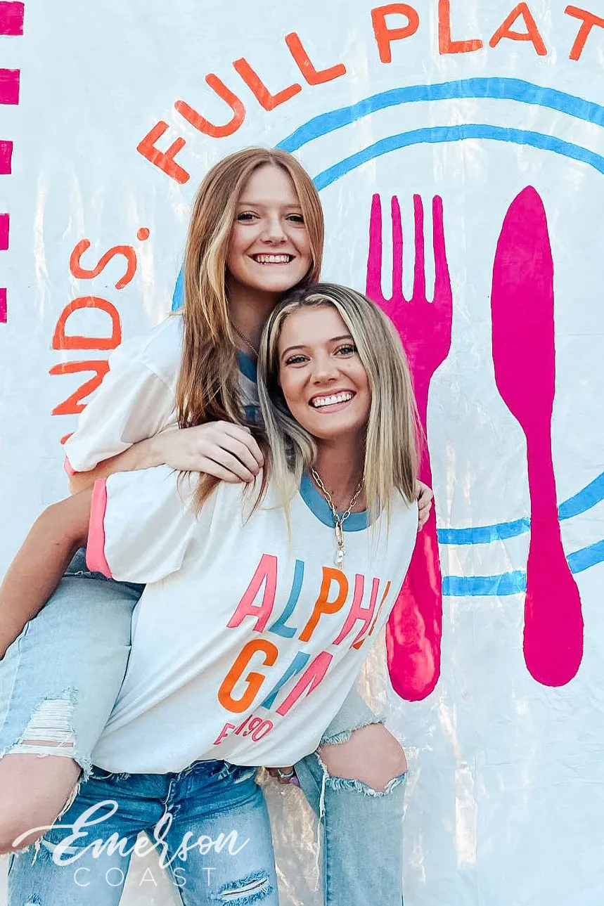 Alpha Gamma Delta Philanthropy Colorblock Ringer Tee