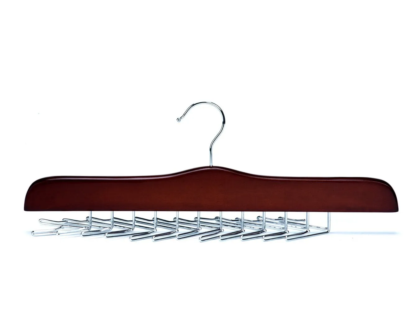 Amber Home Gugertree Wood Multifunctional Accessories Tie Belt Scarf Rack Hanger Holder Hook, Adjustable Clips for 24 Ties, 1-Pack (Chrome Hook)