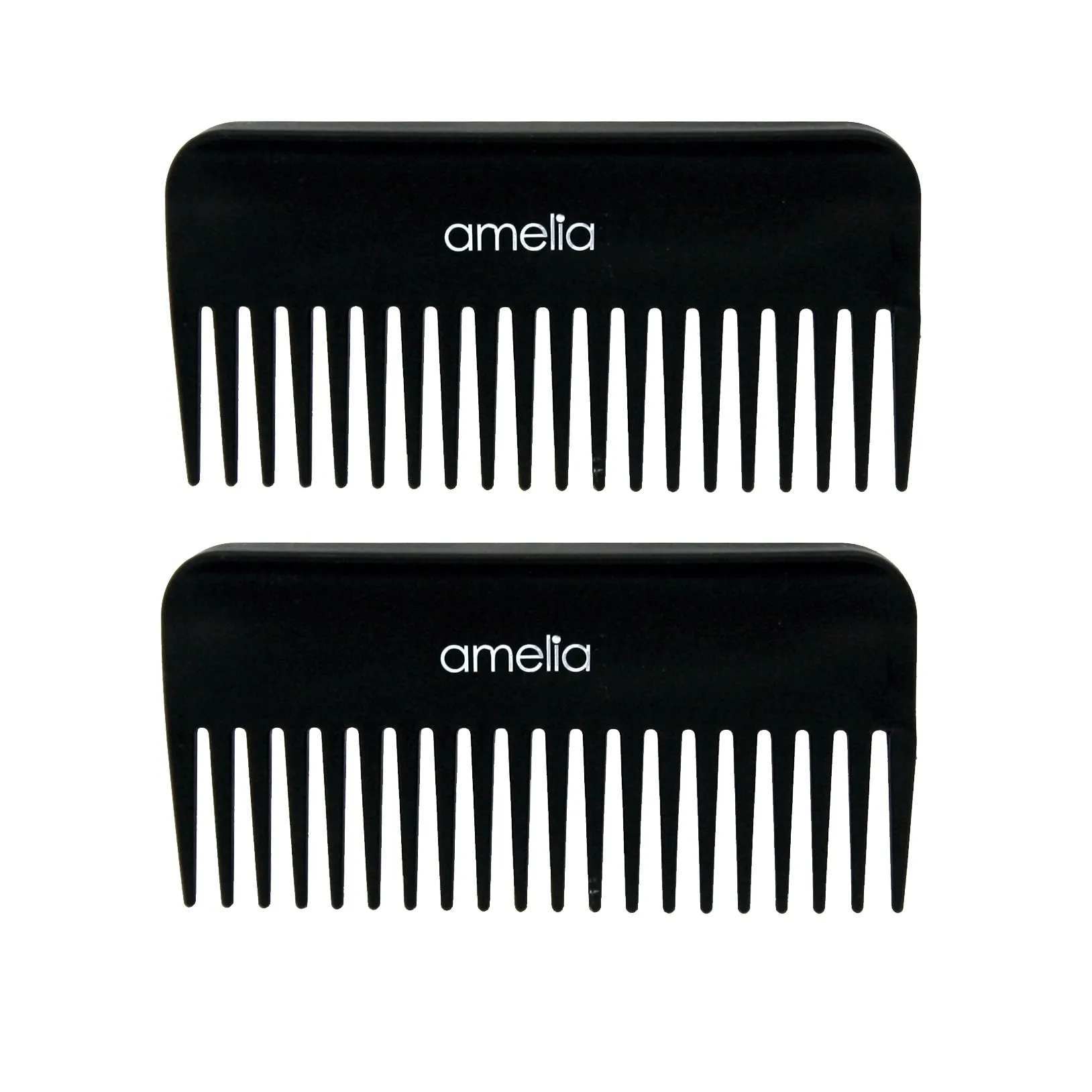 Amelia Beauty,6in Black Plastic Detangling Rake Comb, Professional Grade Comb,  Portable Salon Barber Shop Black Everyday Styling Rake Comb Hair Styling Tool, 6"x3.25", 2 Pack
