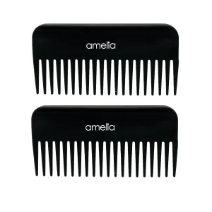 Amelia Beauty,6in Black Plastic Detangling Rake Comb, Professional Grade Comb,  Portable Salon Barber Shop Black Everyday Styling Rake Comb Hair Styling Tool, 6"x3.25", 2 Pack