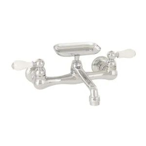 American Standard 7295.252.002 Heritage 2-Handle Wall-Mount Kitchen Faucet in Polished Chrome with Soap Dish