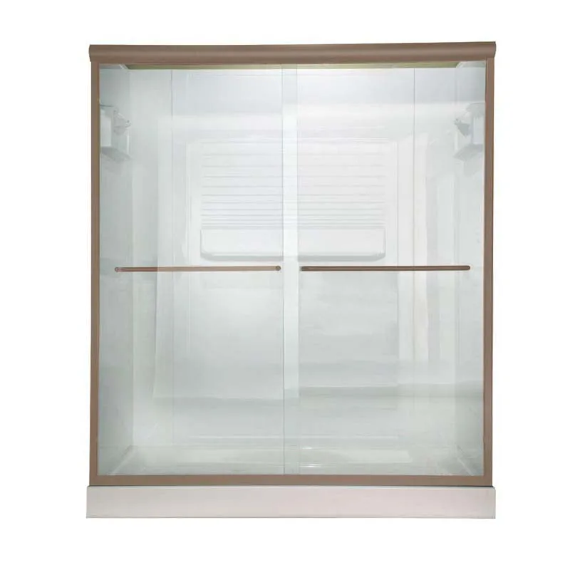 American Standard AM00394.400.006 Euro Frameless Bypass Shower Door in Brushed Nickel Finish with Clear Glass