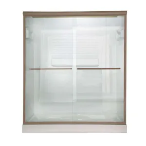 American Standard AM00394.400.006 Euro Frameless Bypass Shower Door in Brushed Nickel Finish with Clear Glass