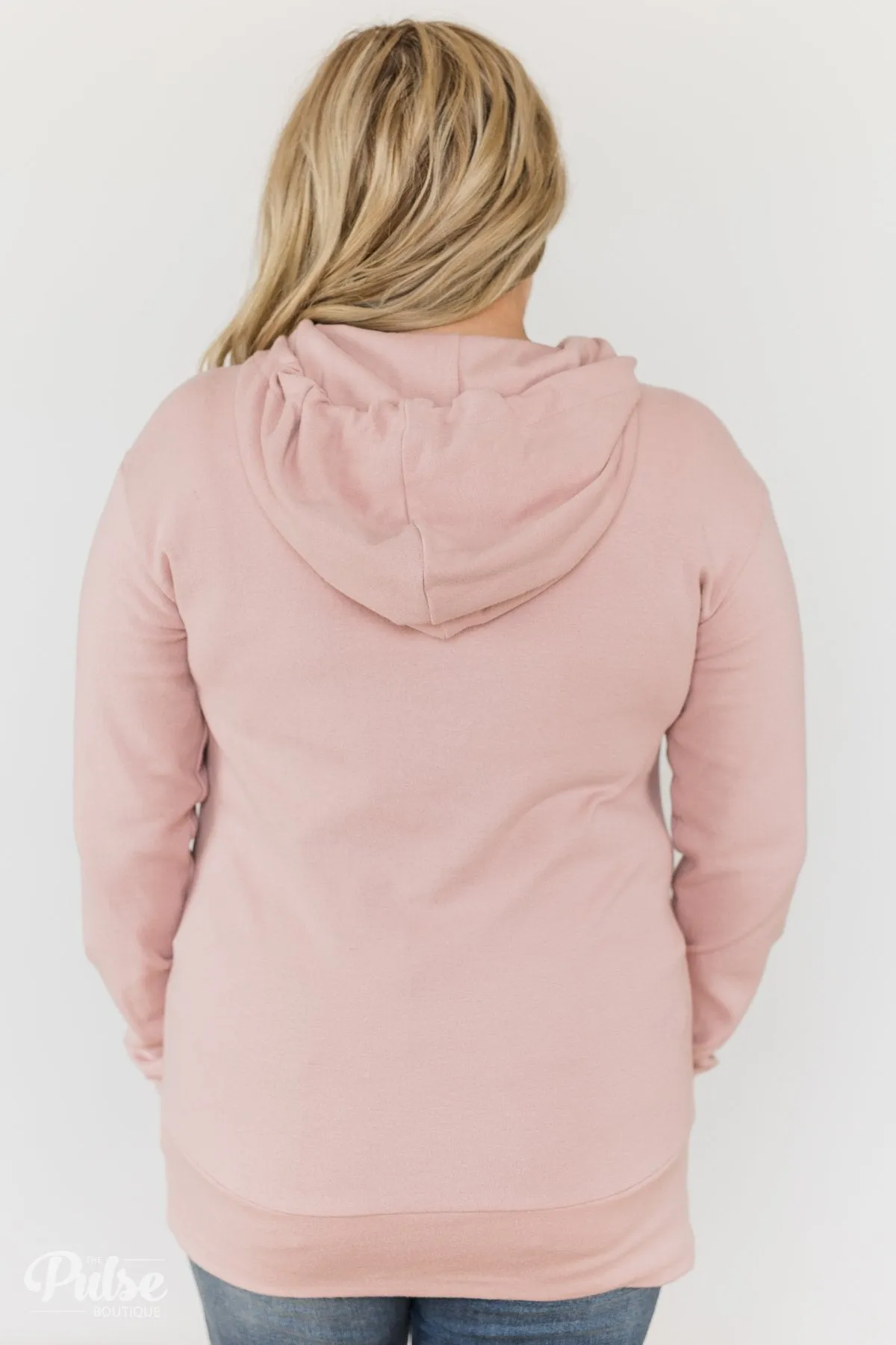 Ampersand Half Zip Hoodie- Blush