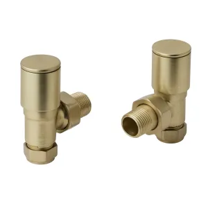 Angled Radiator Valves - Brushed Brass Pair