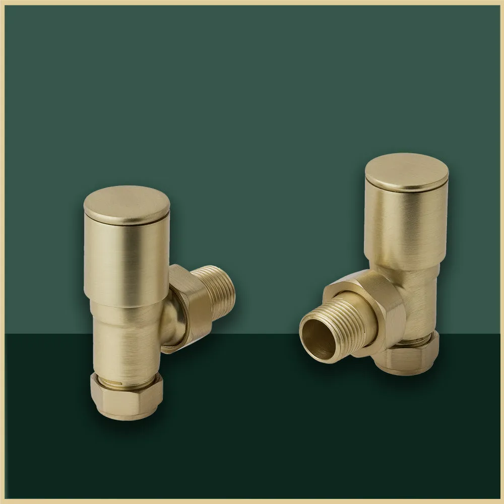 Angled Radiator Valves - Brushed Brass Pair