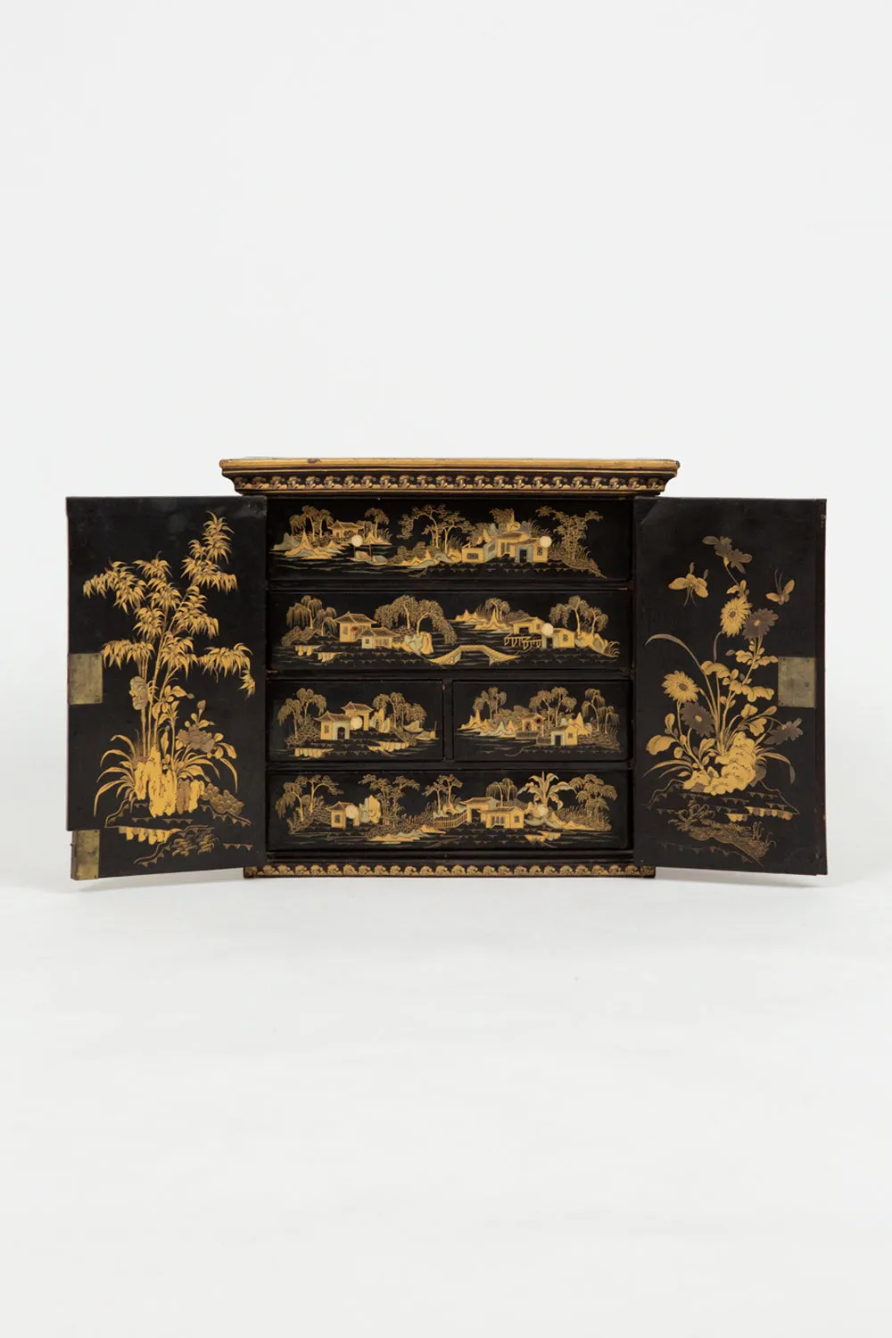 Antique Chinese Gilt Lacquered Jewelry Case
