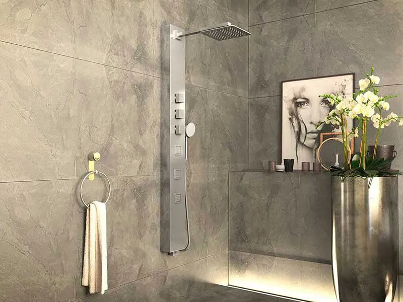 Anzzi Lann 53 in. 3-Jetted Full Body Shower Panel with Heavy Rain Showerhead and Spray Wand in Brushed Stainless Steel
