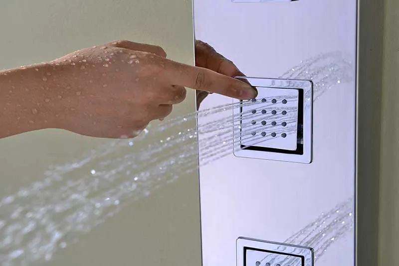 Anzzi Lann 53 in. 3-Jetted Full Body Shower Panel with Heavy Rain Showerhead and Spray Wand in Brushed Stainless Steel
