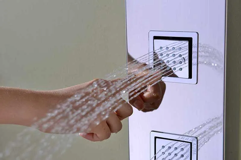 Anzzi Lann 53 in. 3-Jetted Full Body Shower Panel with Heavy Rain Showerhead and Spray Wand in Brushed Stainless Steel