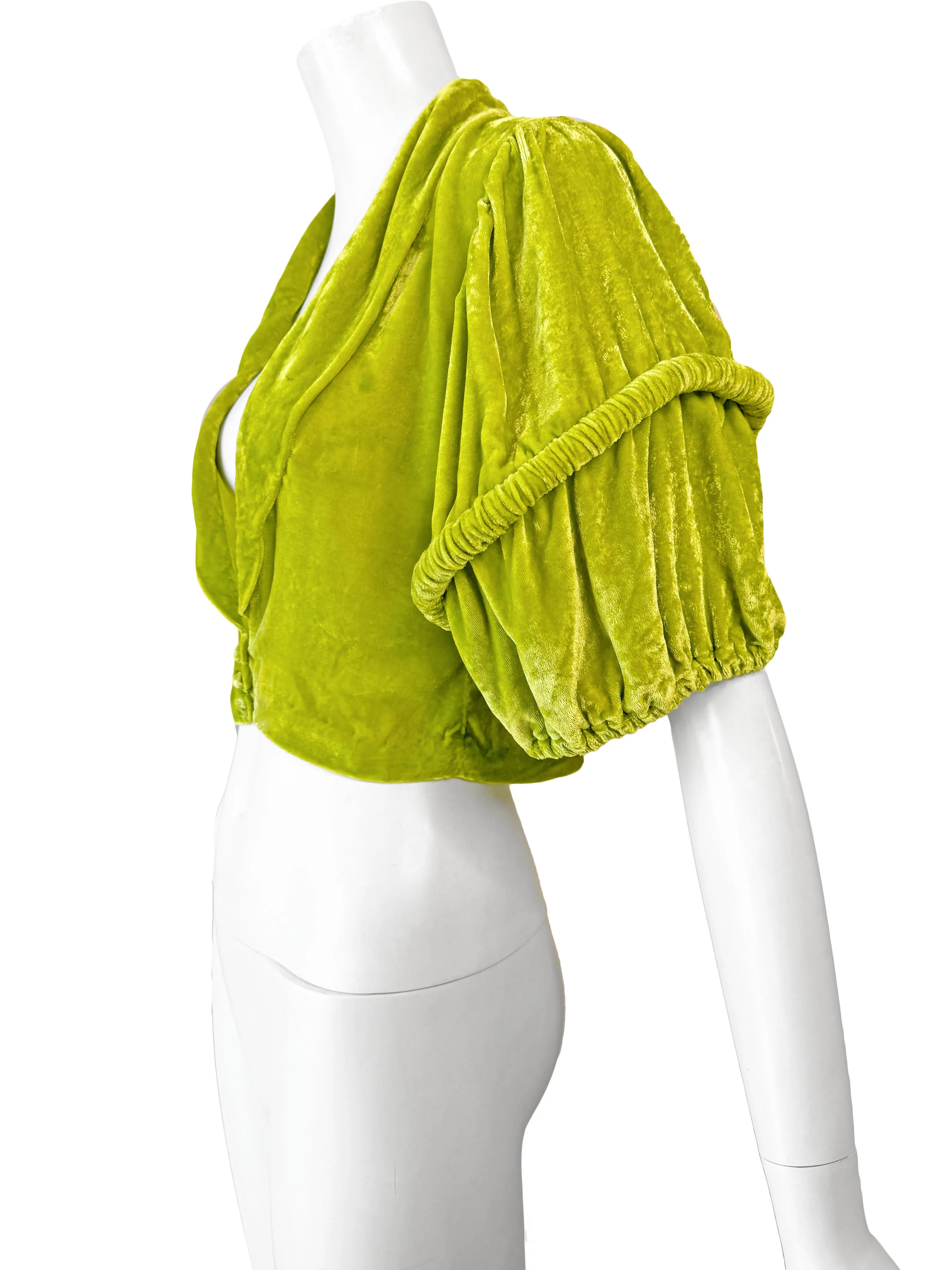Art Deco 1930s Chartreuse Velvet Jacket