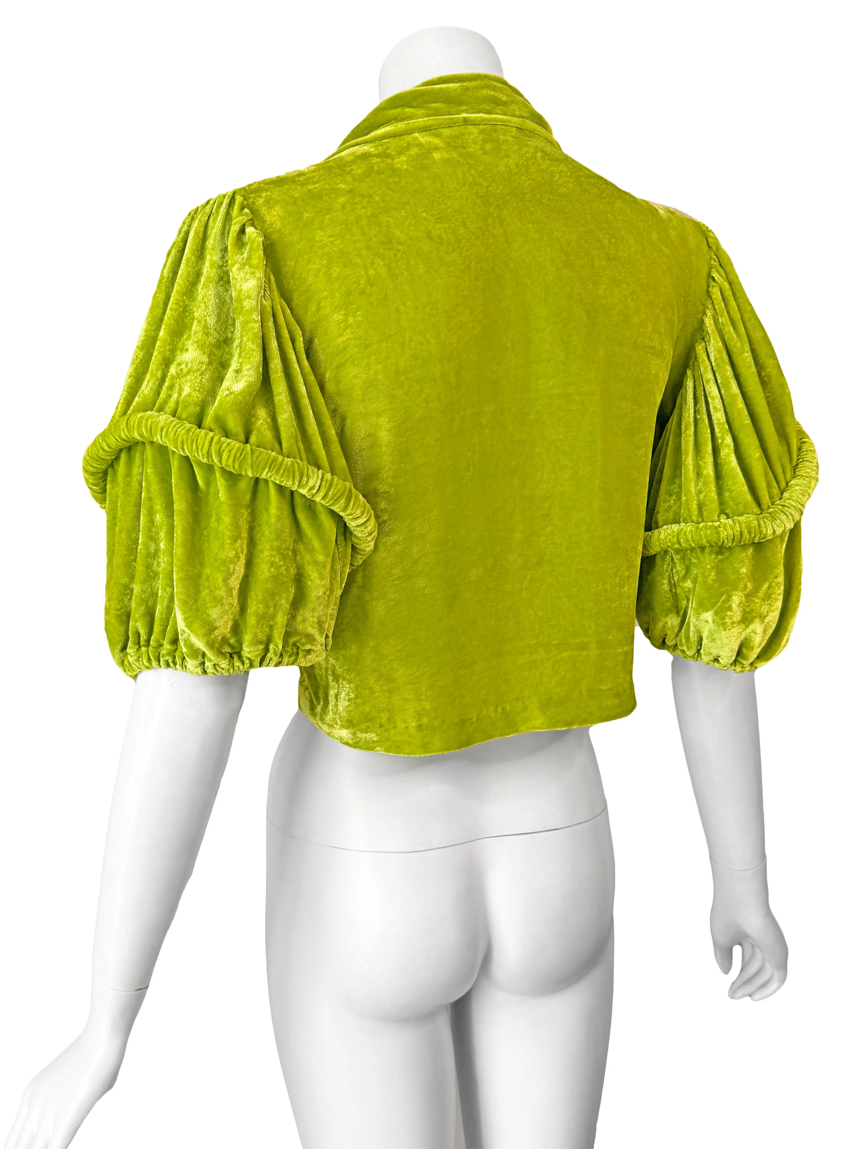 Art Deco 1930s Chartreuse Velvet Jacket