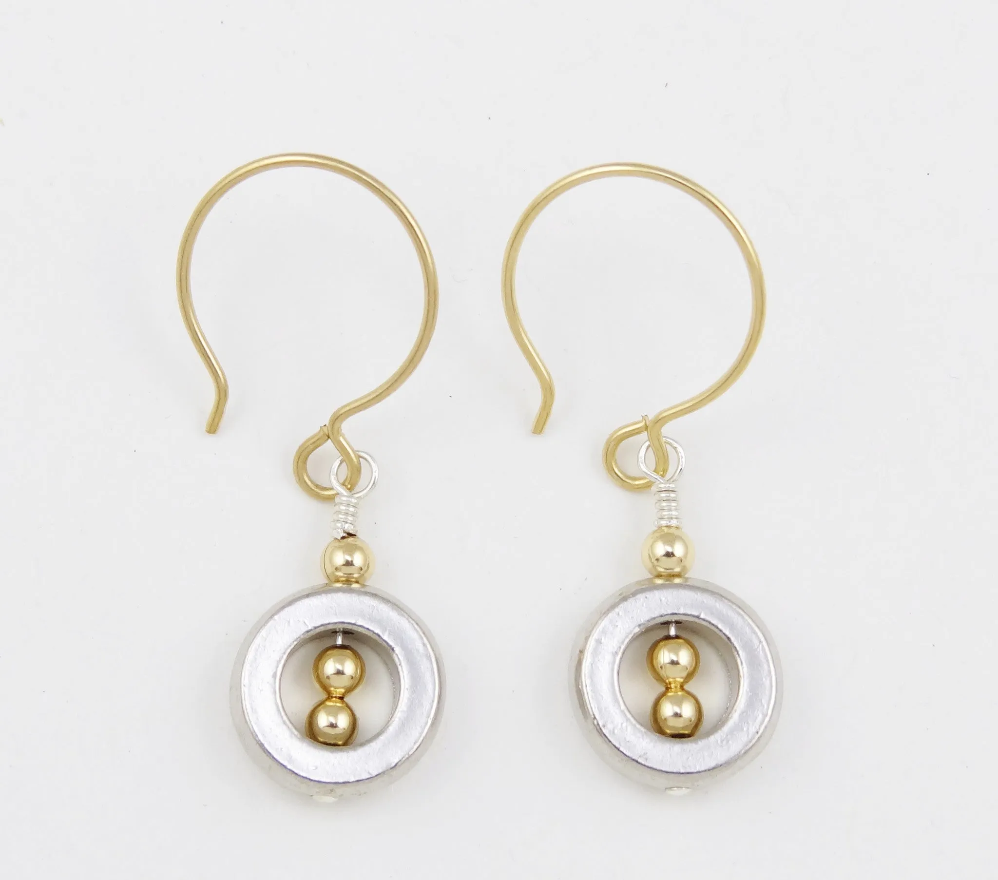As Seen on Rizzoli & Isles Geometric Pewter & Gold Earrings