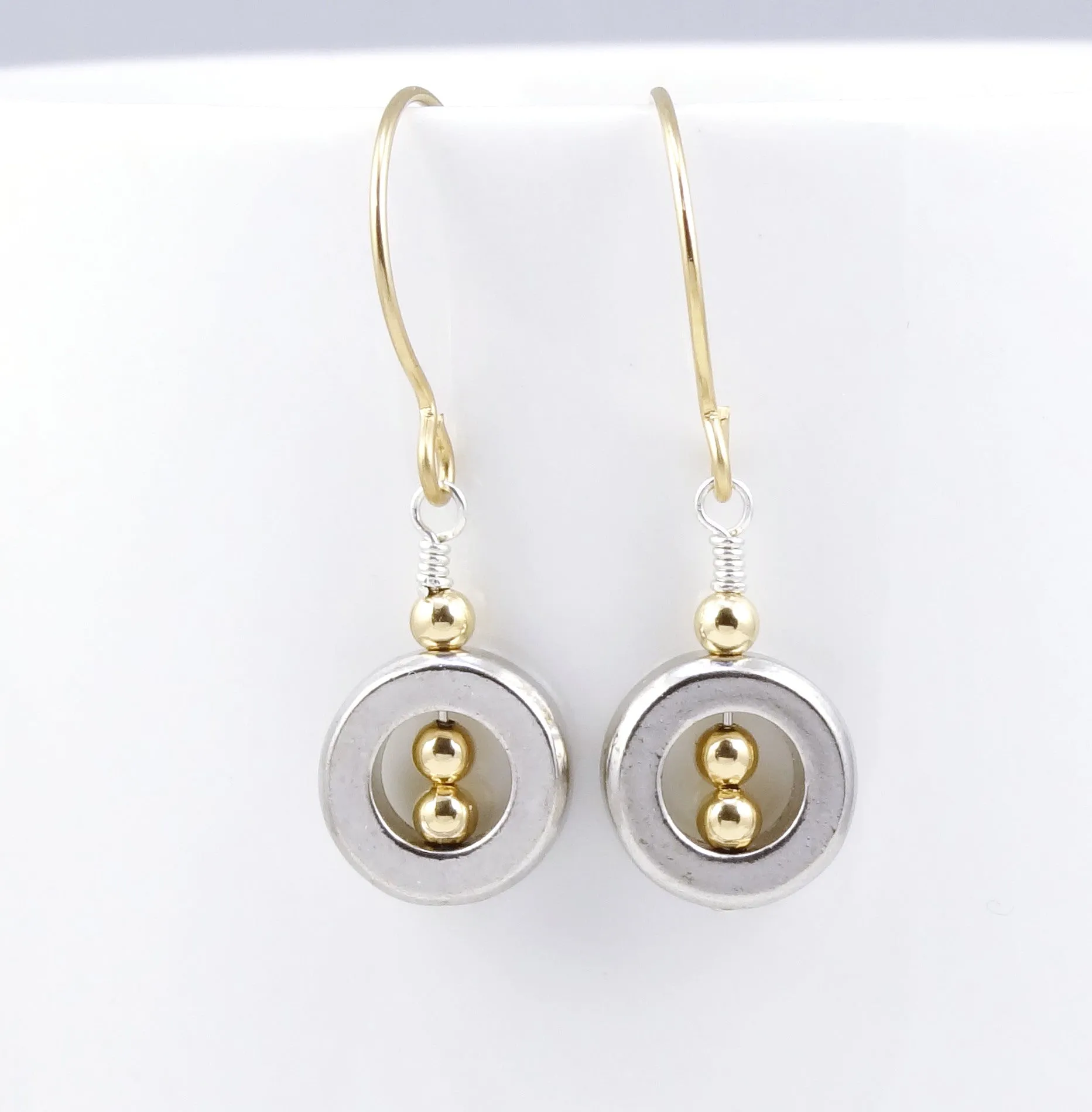 As Seen on Rizzoli & Isles Geometric Pewter & Gold Earrings