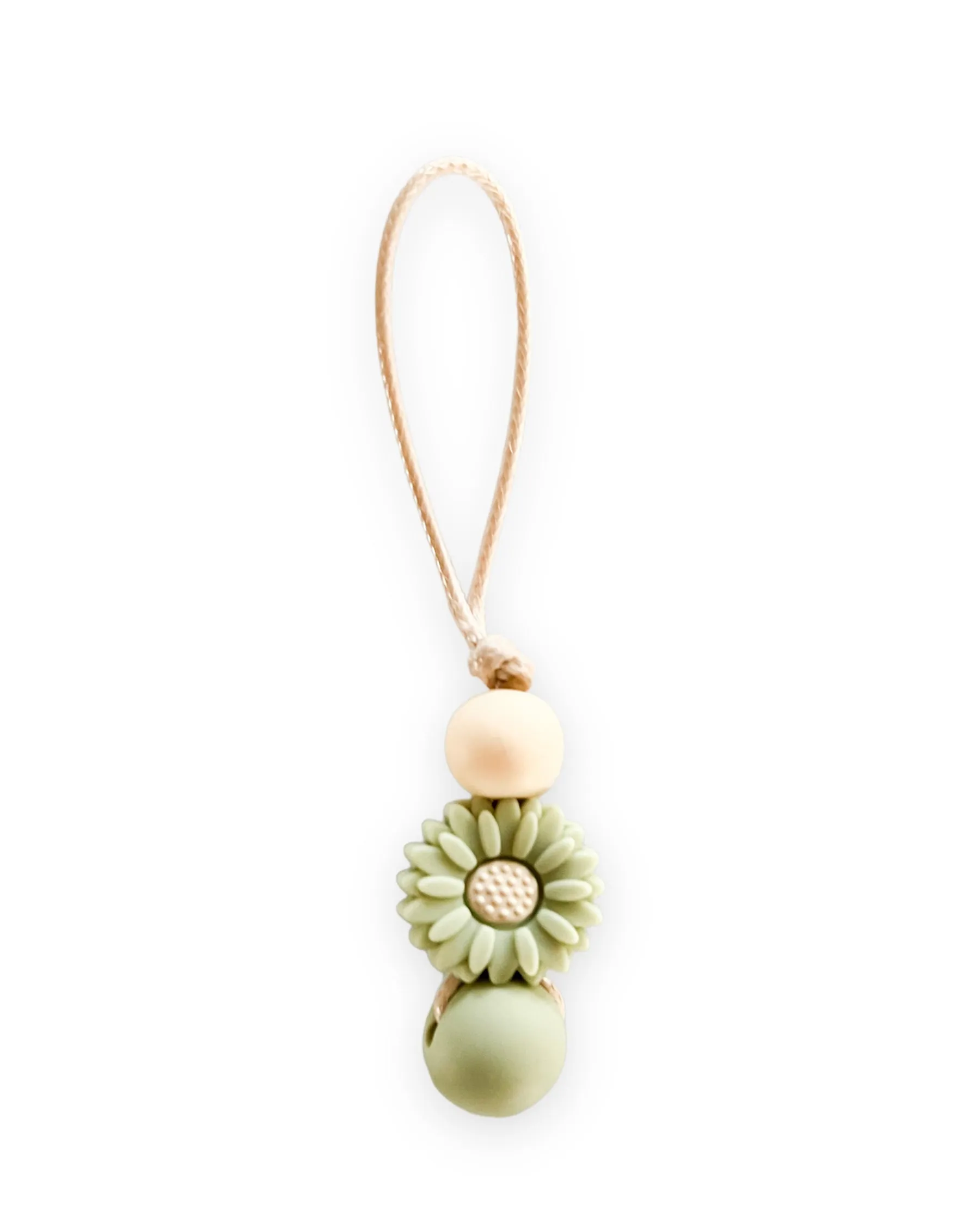 Attache zip fleur sauge