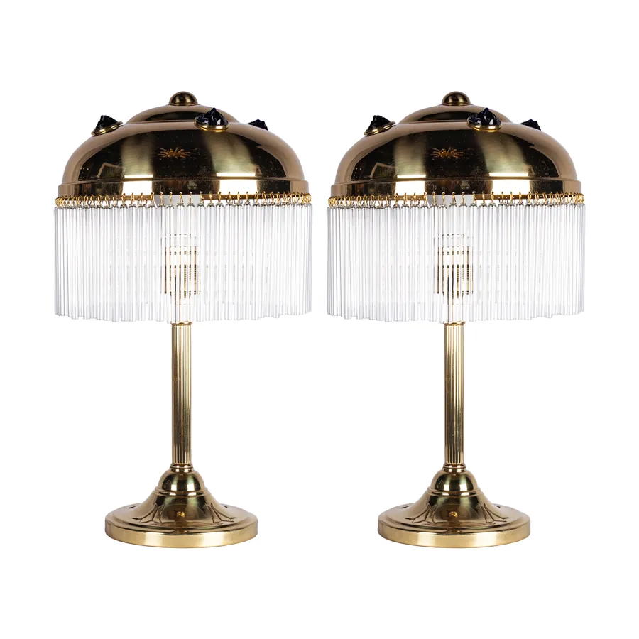 Austrian 1920s Art Deco Crystal & Brass Table Lamp