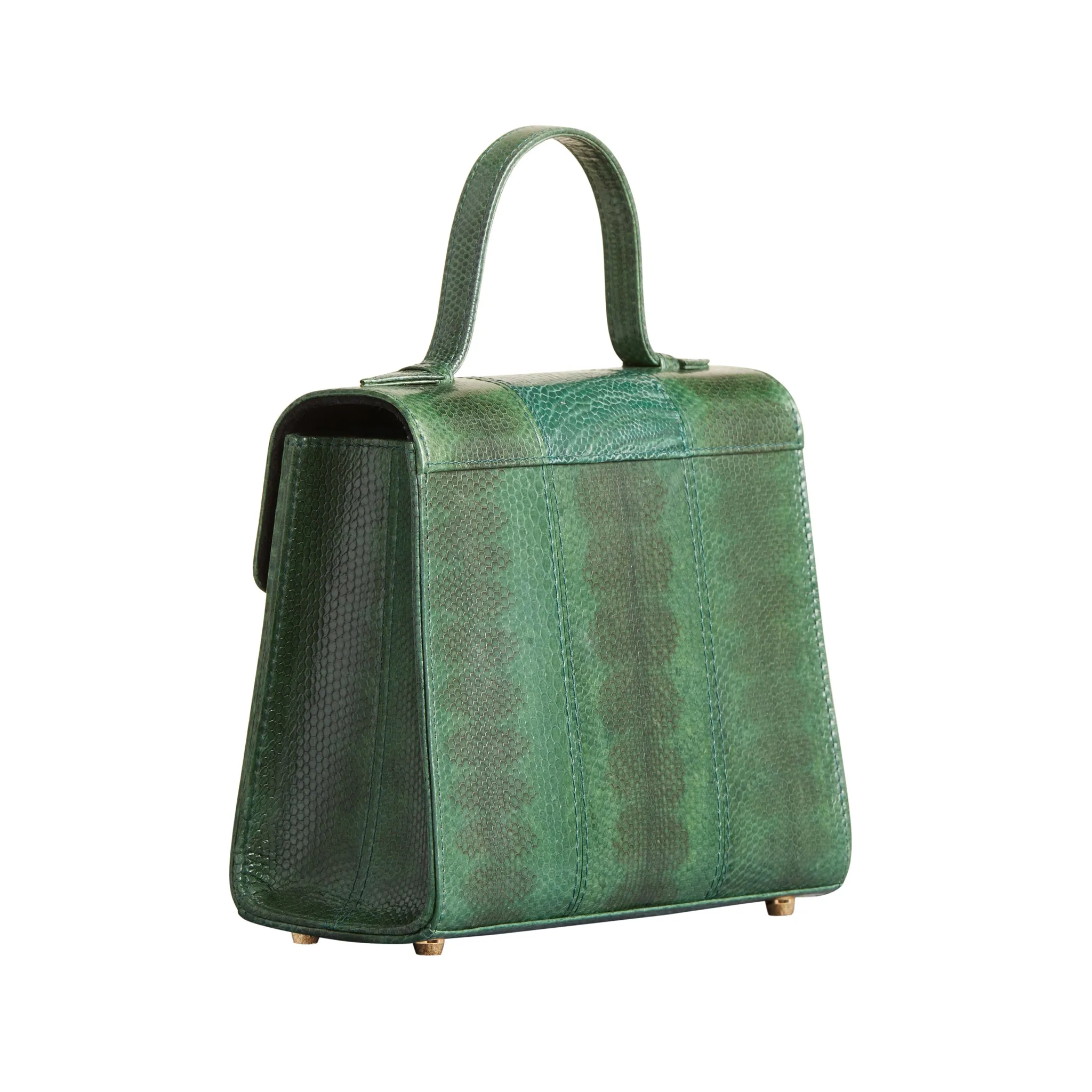 AVA SNAKESKIN & OSTRICH LEG TOP HANDLE BAG