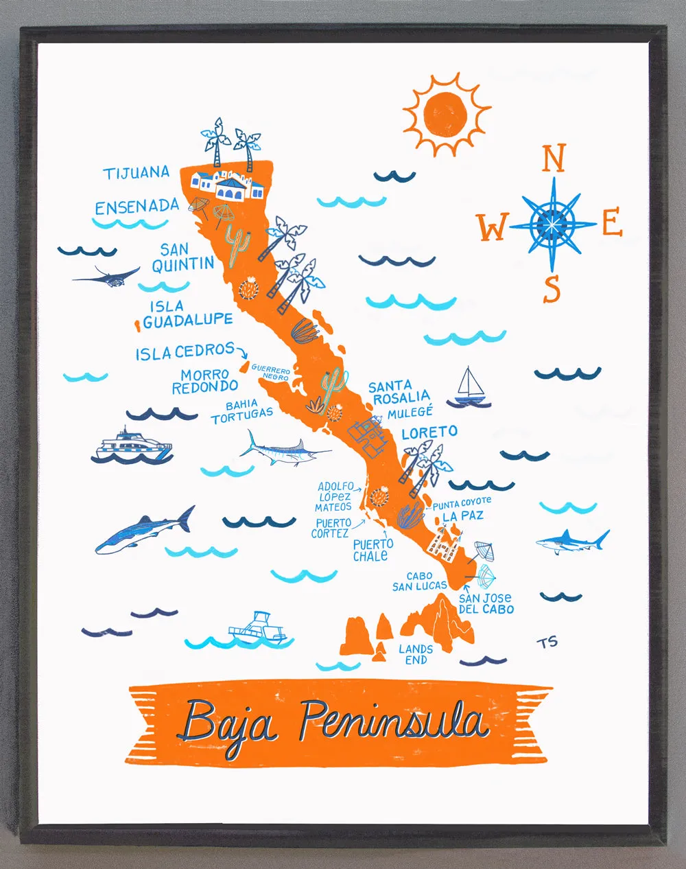 Baja Peninsula Wall Art-Custom City Print