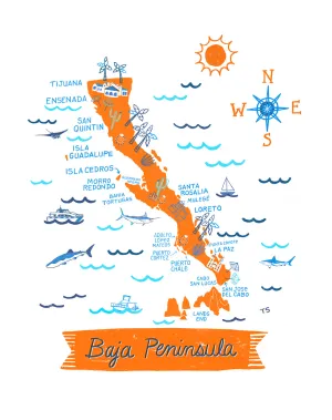 Baja Peninsula Wall Art-Custom City Print