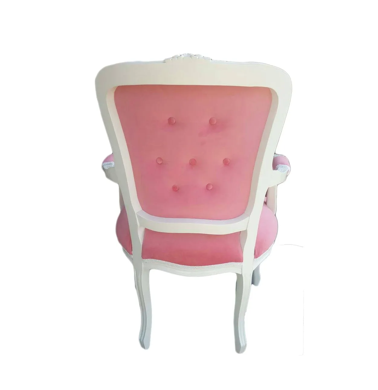 Baroque Vintage French Chair - Pink Velvet on White