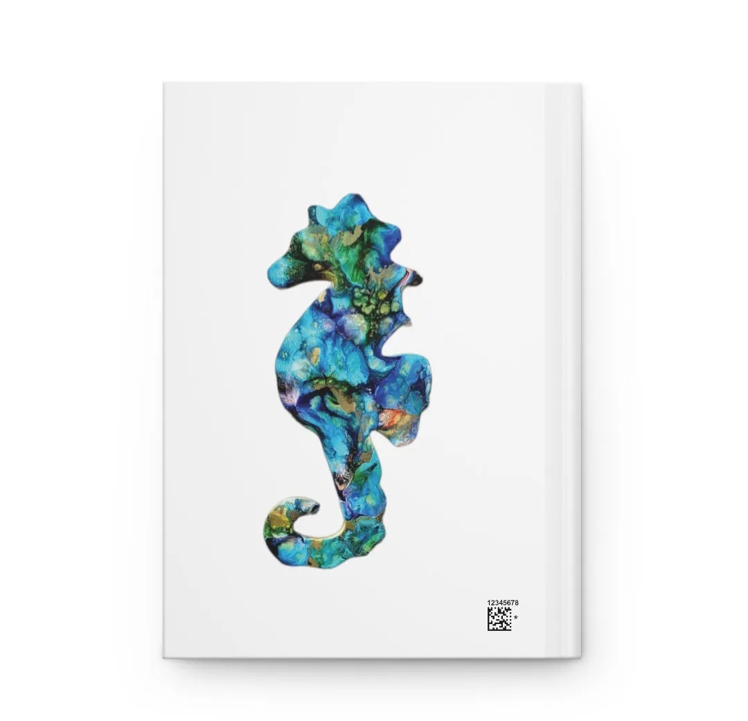 Beautiful Coastal Seahorse Print Hardcover Journal Lined Paper