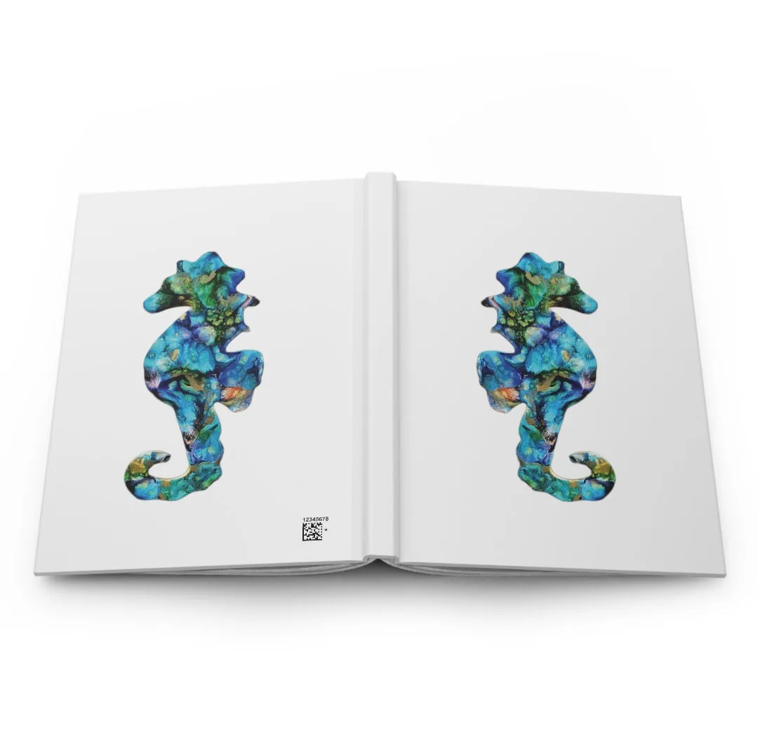 Beautiful Coastal Seahorse Print Hardcover Journal Lined Paper