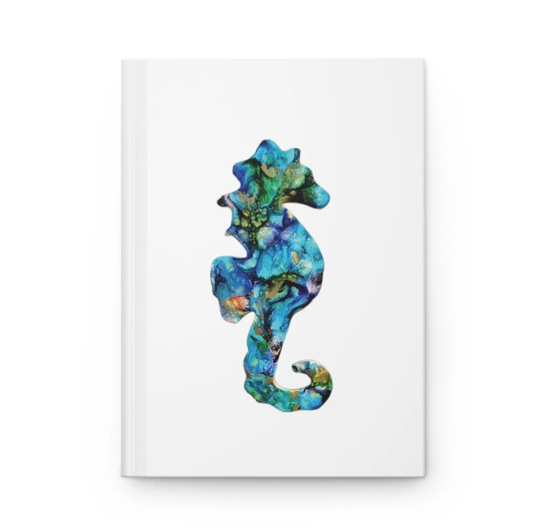 Beautiful Coastal Seahorse Print Hardcover Journal Lined Paper