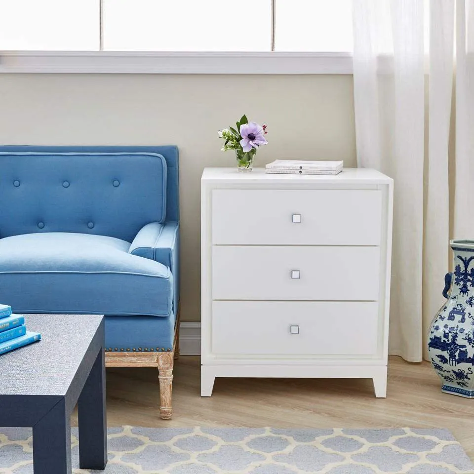 Bergamo 3-Drawer Side Table / White Pearl