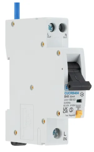 BG CUCRB40A 40A SP 1 Module B Curve 6kA 30mA Type A Compact RCBO