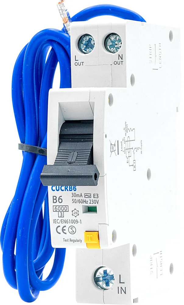 BG CUCRB6 6A SP 1 Module B Curve 6kA 30mA Type AC Compact RCBO