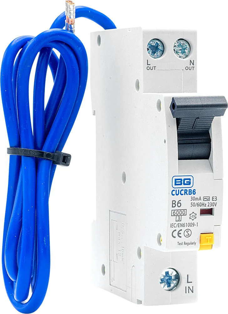 BG CUCRB6 6A SP 1 Module B Curve 6kA 30mA Type AC Compact RCBO