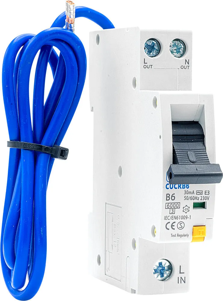 BG CUCRB6 6A SP 1 Module B Curve 6kA 30mA Type AC Compact RCBO