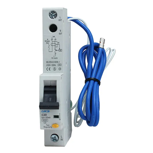 BG CUCRC20 20A SP 1 Module C Curve 6kA 30mA Type AC Compact RCBO