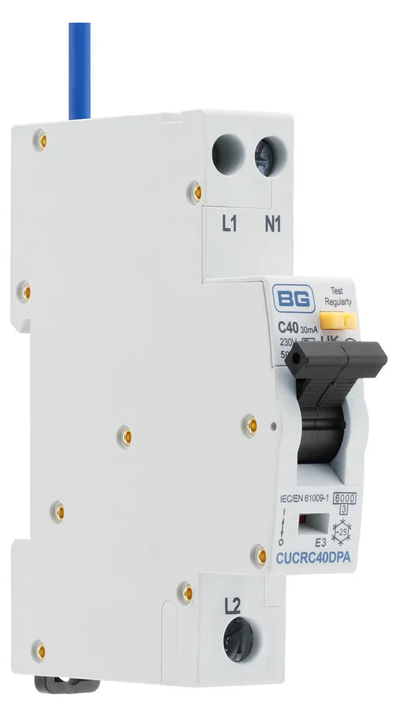 BG CUCRC40DPA 40A 30mA C Curve Type A Double Pole Compact RCBO Bi-Directional