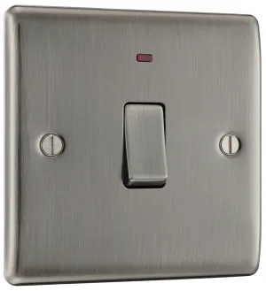 BG NBI31 Nexus Metal 20A DP Switch   Neon - Brushed Iridium