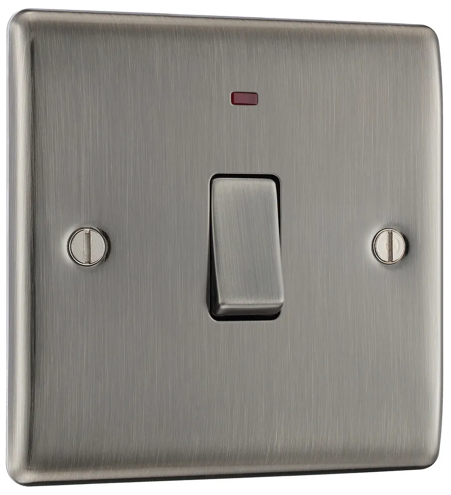 BG NBI31 Nexus Metal 20A DP Switch   Neon - Brushed Iridium